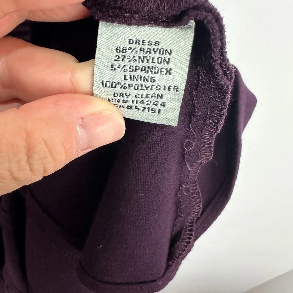 Eliza J Fit and Flare Dress Womens 8 Purple Smocked‎ Waist Pintuck Cocktail Work